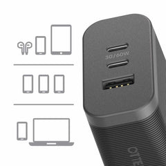 7880910 Premium Pro Dual USB-C Wall Charger w/Extra USB-A 72W (USB-C 30WX2 + USB-A 12W) Black