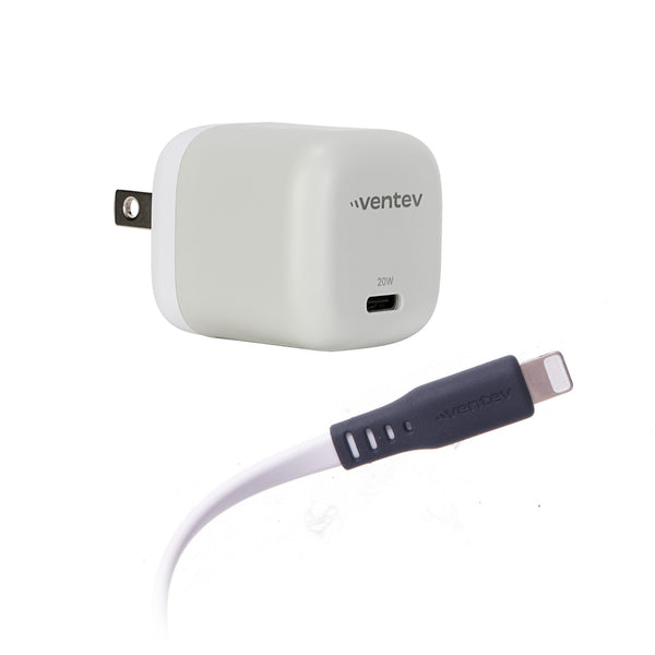 WC20CL261498 Mini Wall Charger USB-C 20W PD & USB-C to Lightning Cable 3.3ft White