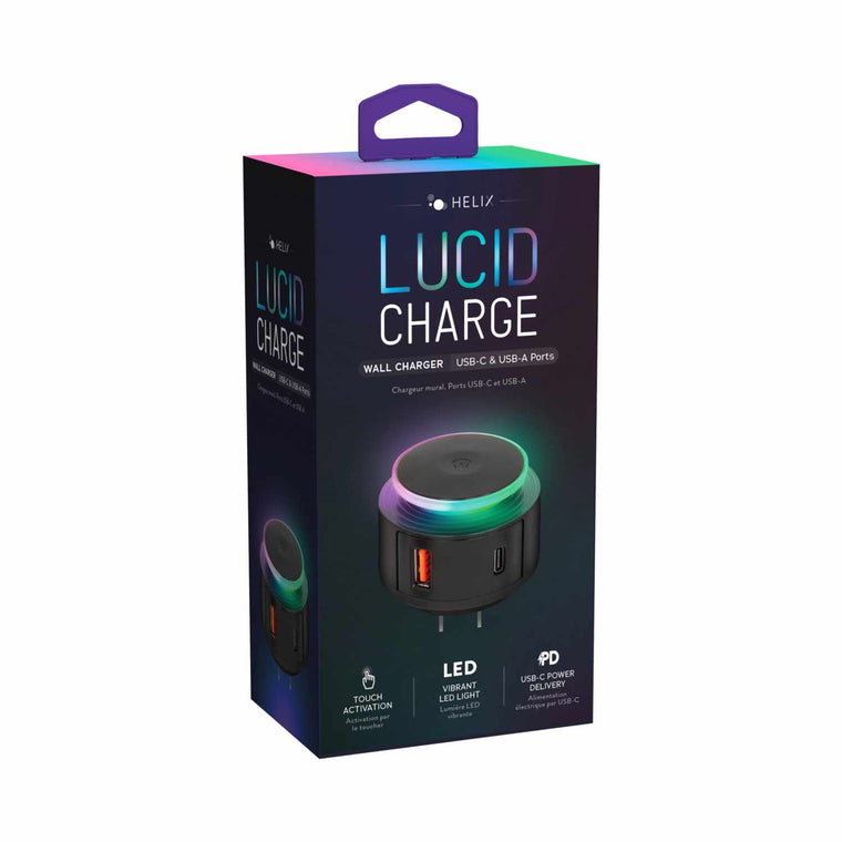 Helix/Retrak Lucid Charge LED Wall Charger Multi-Color