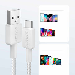 A81H5H215 USB-A to USB-C 3ft Braided Cable White