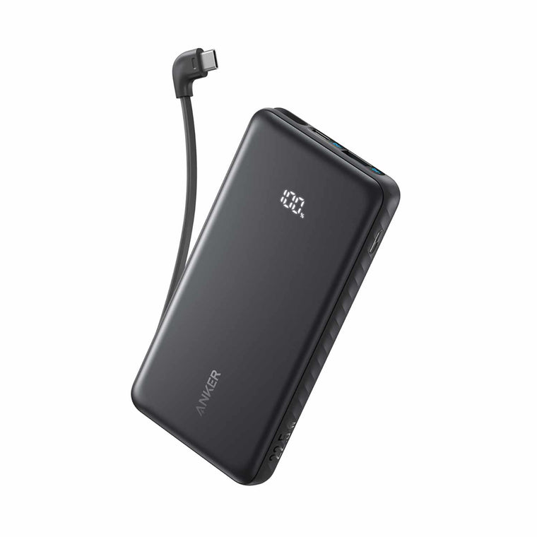 Anker 10K 22.5W Built-In USB-C Cable Zolo Power Bank Black