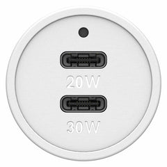 7881014 Dual USB Premium Fast Charge Car Charger PD 30W + PD 20W White