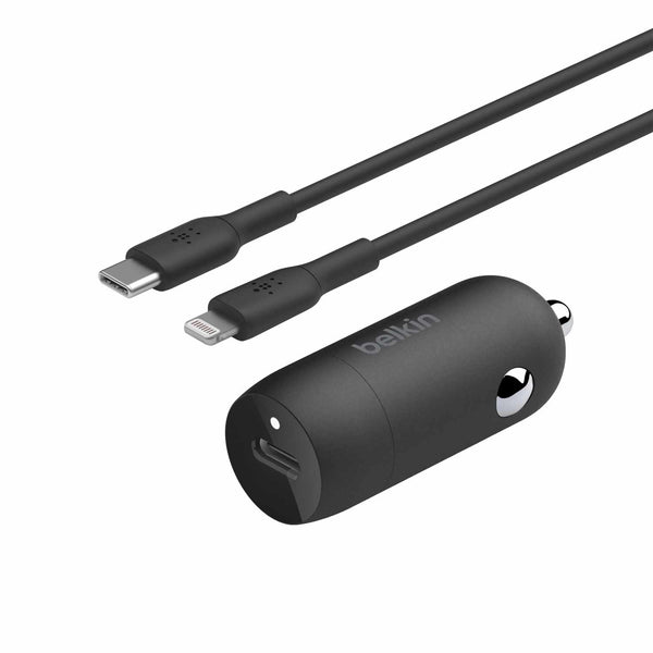 Belkin 30W USB-C Power Delivery PPS Car Charger + USB-C to Lightning Cable Black