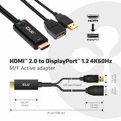 CAC1331 HDMI 2.0 TO DisplayPort 1.2 4K60HZ HDR M/F Active Adapter Black