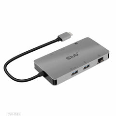 CSV1593 USB-C 3.2 Gen 1 8-in-1 Hub with 2X HDMI/2X USB/RJ45/SD/Micro SD Card Slots and USB-C Female Port Gray