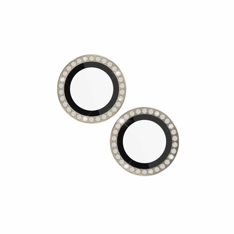 KS053074 Aluminum Ring Lens Protector iPhone 15/15 Plus Set In Stone Gold