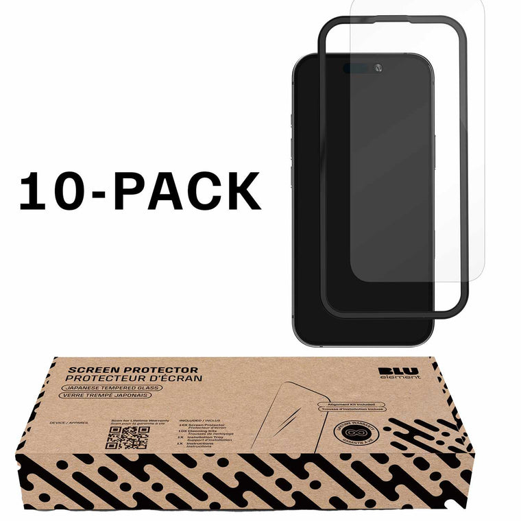 Blu Element Tempered Glass Screen Protector BULK 10-Pack for iPhone 16 Pro Max