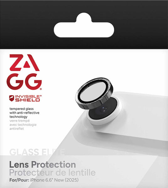 ZAGG InvisibleShield Glass Elite Anti-Reflective Lens Protector Silver Glitter for iPhone Air