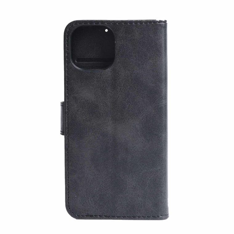 BEWFMS151413DP Faux Leather Folio MagSafe Case w/TPU Gelskin iPhone 15/14/13 Black