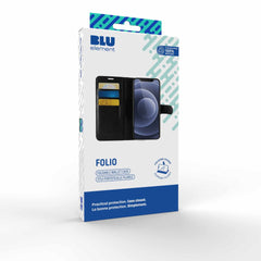 Blu Element Faux Leather Folio Case w/MagSafe w//TPU Gelskin Black for iPhone 15/14/13
