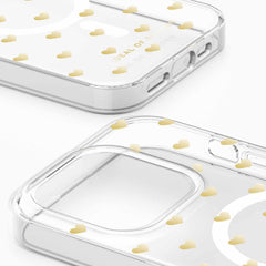 Ideal of Sweden Clear Mid MagSafe Case Golden Hearts for iPhone 15 Pro Max