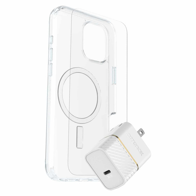 7881425 Protection+Power Kit (Symmetry Clear MagSafe w/Glass + Wall Charger 30W White) iPhone 16 Plus Clear