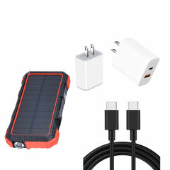KITPB20K20WAC1MCC Pack Solar Panel Power Bank 20000mah with 20W A+C Dual-Port Wall Charger & 3ft Charging USB-C to USB-C Cable Red/Black/White