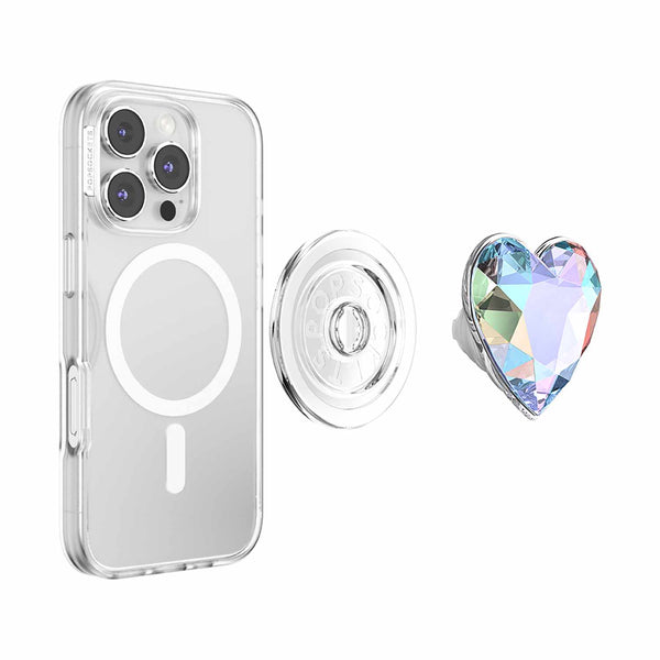 PopSockets PopGrip for MagSafe Round with Adapter Iridescent Dichroic Heart
