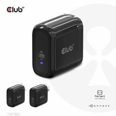 Club3D Travel Charger PPS 65W GAN Single Port USB-C and Power Delivery 3.0 Support Black