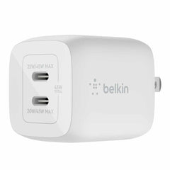 Belkin BoostCharge Wall Charger 45W PPS 2-Ports USB-C GaN White