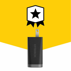 OtterBox Premium Pro Wall Charger 72W PD/PPS 2-Port USB-C & USB-A Black  w/ Foldable Prongs