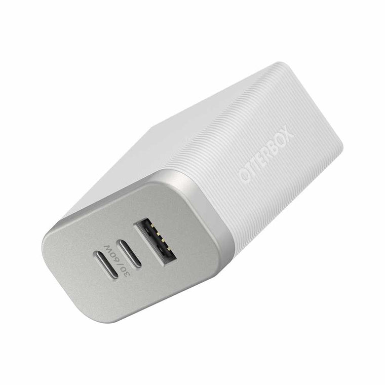 OtterBox Premium Pro Wall Charger 72W PD/PPS 2-Port USB-C & USB-A White w/ Foldable Prongs