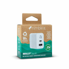 Nimble Wally Duo Wall Charger 32W PD 2-Ports USB-A/USB-C White
