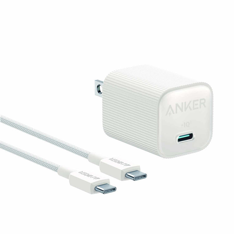 Anker Nano Wall Charger 30W USB-C White with USB-C Brained 3ft Cable