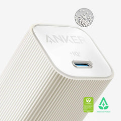 Anker Nano Wall Charger 30W USB-C White with USB-C Brained 3ft Cable