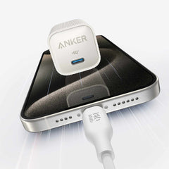 Anker Nano Wall Charger 30W USB-C White with USB-C AKSD Brained 3ft Cable