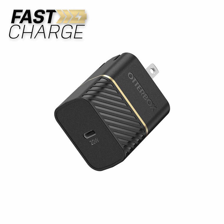 OtterBox Wall Charger 20W PD USB-C w/Foldable Prongs Black Shimmer