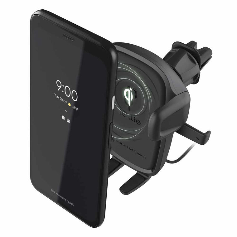 HLCRIO143 Easy One Touch Wireless 2 Fast Charging 2-in-1 Air Vent and CD Mount Black