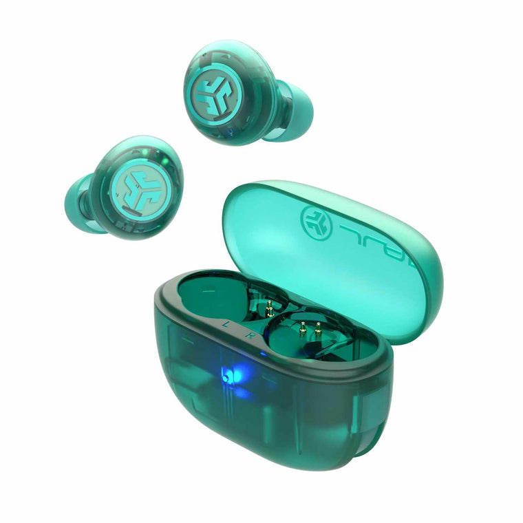 JLab Go Pop True Wireless Earbuds with Active Noise Cancellation Transparent Teal