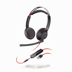 Poly Blackwire C5220 Wired Headphones with USB-A and 3.5mm Connector Black