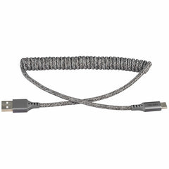 Ventev USB-A to USB-C Coiled Cable 1ft Grey