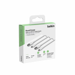 CAB001bt1MWH2PK BoostCharge USB-C to USB-A Cable 1mt (2 Pack) White
