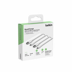 Belkin BoostCharge USB-C to USB-A Cable 1mt (2 Pack) White