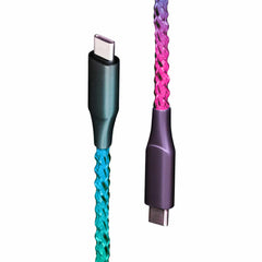 Helix/Retrak Lucid Charge LED USB-C to USB-C Cable 3.2ft  Multi-Color