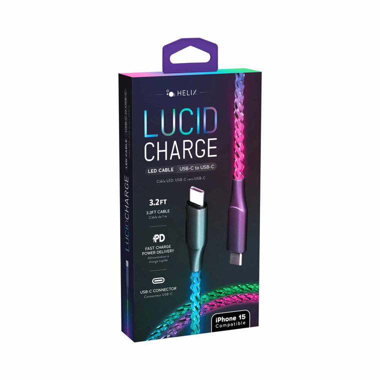 Helix/Retrak Lucid Charge LED USB-C Cable Multi-Color