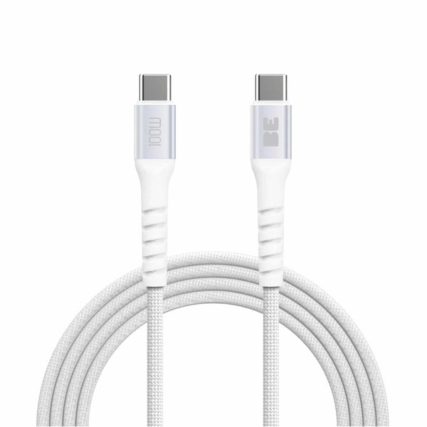 Blu Element SpeedCharge Premium Braided Cable USB-C to USB-C 6ft 100W White