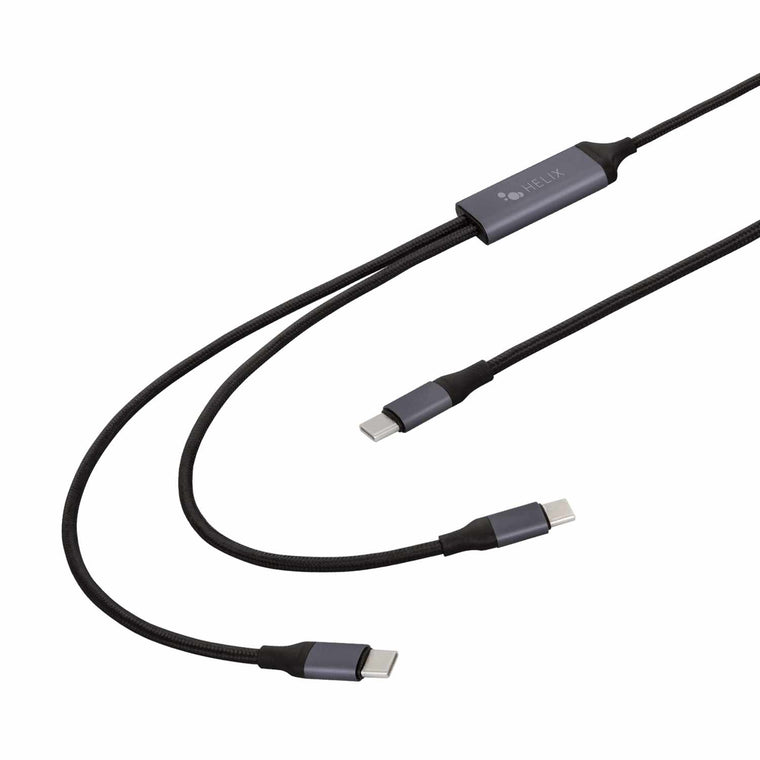 Helix/Retrak 100W 2-in-1 USB C to Dual USB-C Cable Black