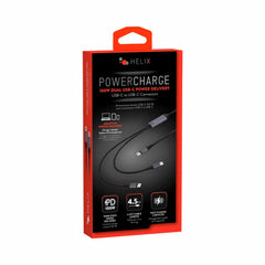 Helix/Retrak 100W 2-in-1 USB C to Dual USB-C Cable Black