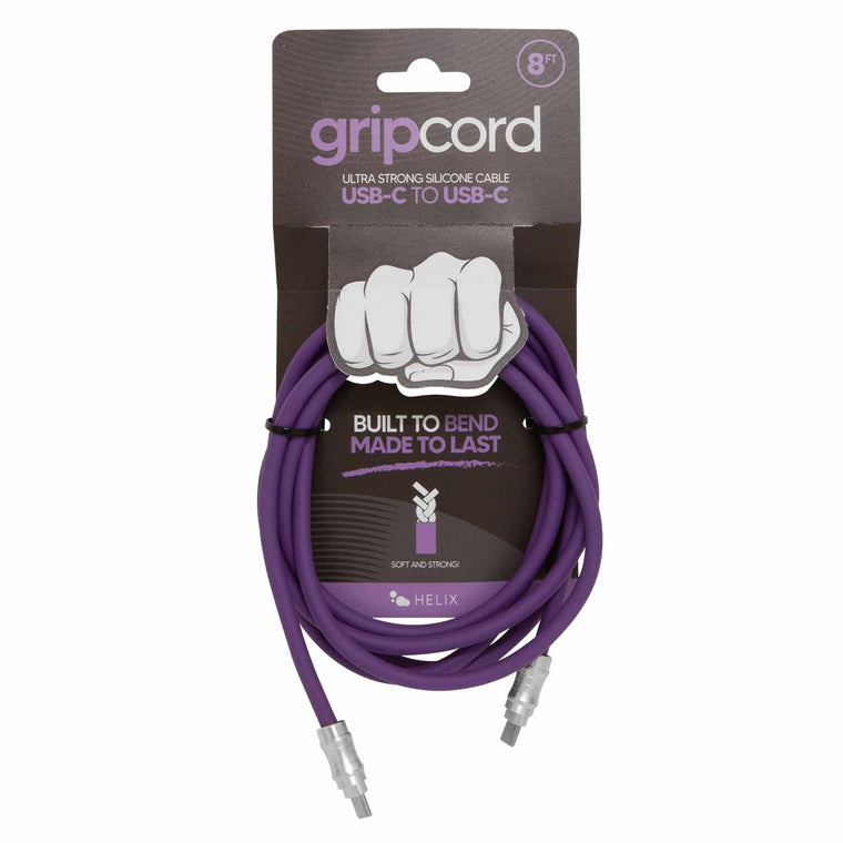 Helix/Retrak Gripcord Silicone USB-C Cable 8ft Purple
