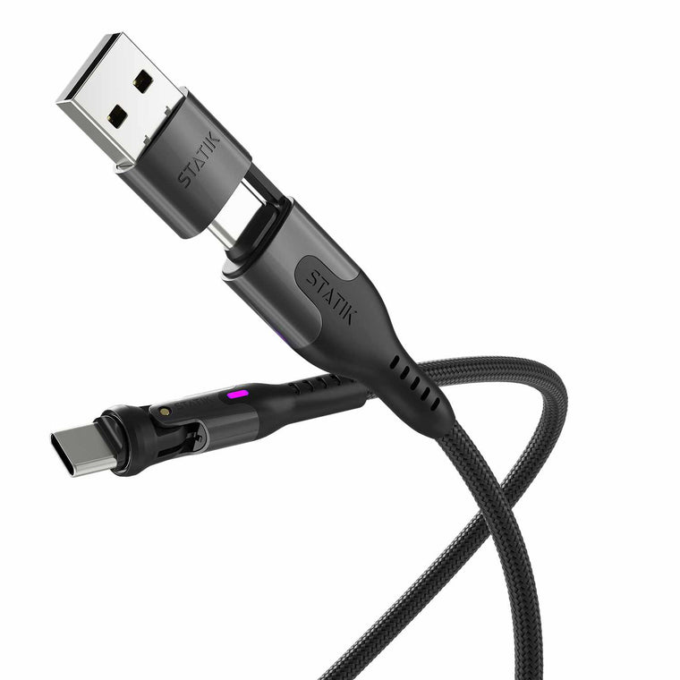 Statik PowerPivot Pro Nylon Braided Charge/Sync Cable USB-C to USB-C 3.3ft Black