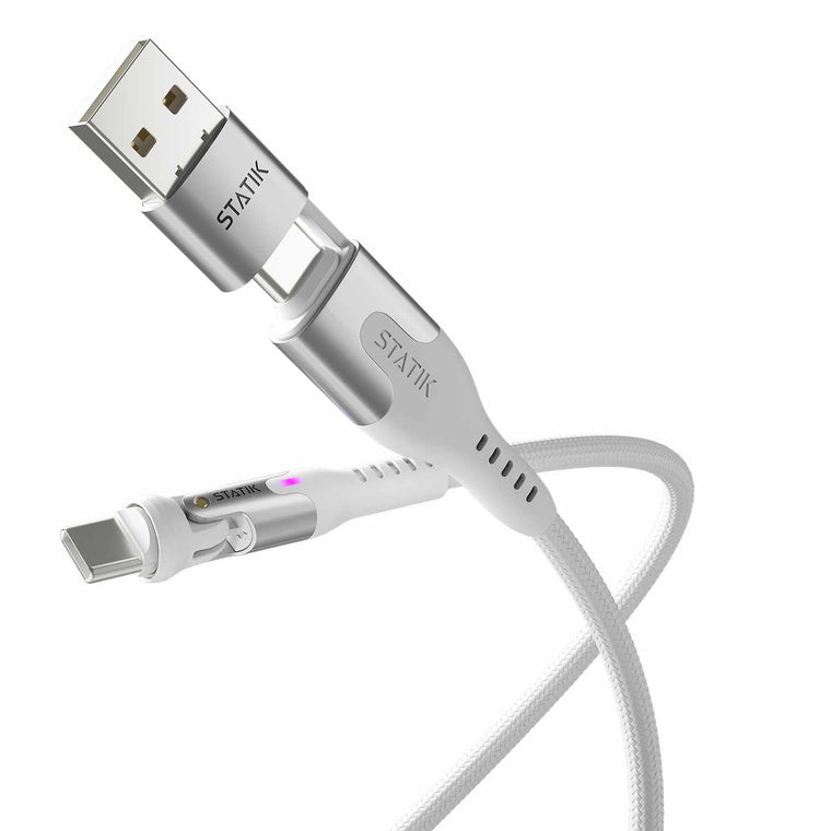 Statik PowerPivot Pro Nylon Braided Charge/Sync Cable USB-C to USB-C 3.3ft White