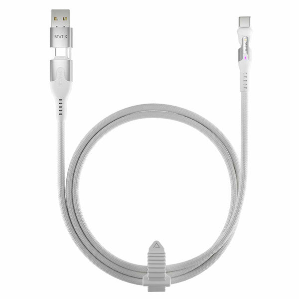 Statik PowerPivot Pro Nylon Braided Charge/Sync Cable USB-C to USB-C 10ft White