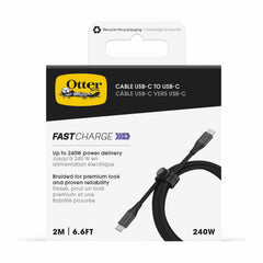 OtterBox Premium Braided 240W USB-C to USB-C 6ft Cable Black