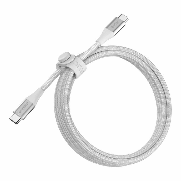 OtterBox Premium Braided 240W USB-C to USB-C 6ft Cable White