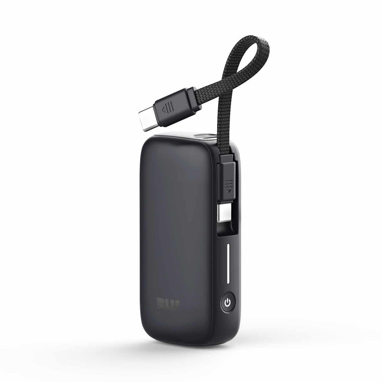 Blu Element PowerFlex 5K mAh 20W PD Power Bank with Built-In USB-C Cable Black