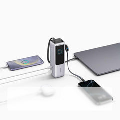 Anker 25000 mAh Power Bank 165W with Built-In USB-C and Retractable Cable Silver