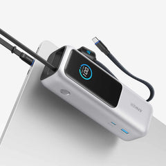 Anker 25000 mAh Power Bank 165W with Built-In USB-C and Retractable Cable Silver