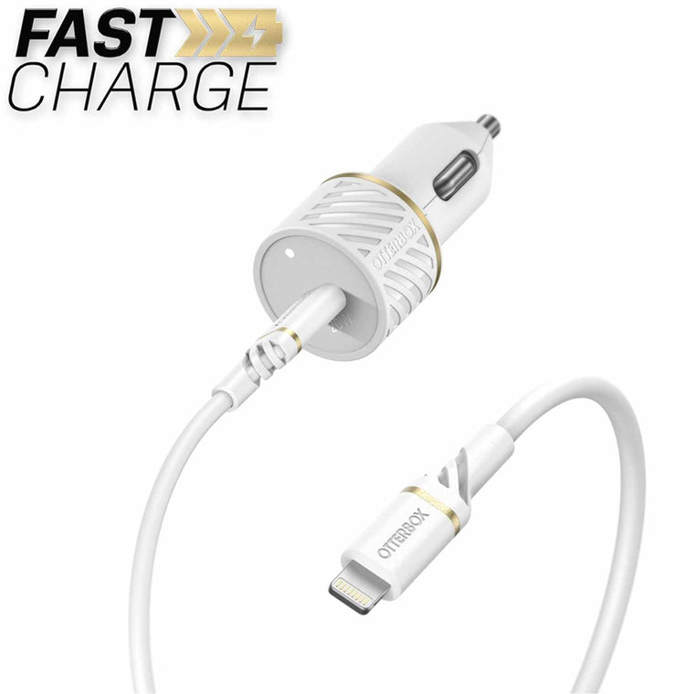 7881016 Fast Charge PD Car Charger USB-C 20W w/Lightning Cable 3.3ft White