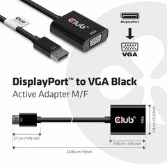 Club3D DisplayPort 1.1A Male to VGA Female Active Adapter Black