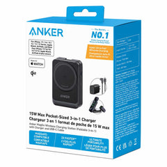 Anker MagGo Qi2 3-in-1 Wireless Charging Station 15W Black